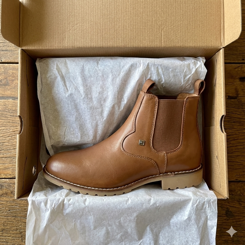 Botina Vira Francesa Whisky - Couro Floater Premium Masculina